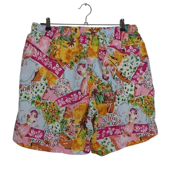 Vintage Reyn Spooner Water Prints Hawaiian Hula Girl Swim Shorts Mens Large - Picture 2 of 8
